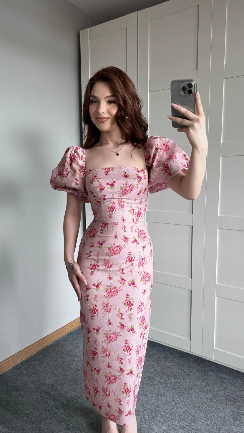 فستان زهري مورد - KP2179