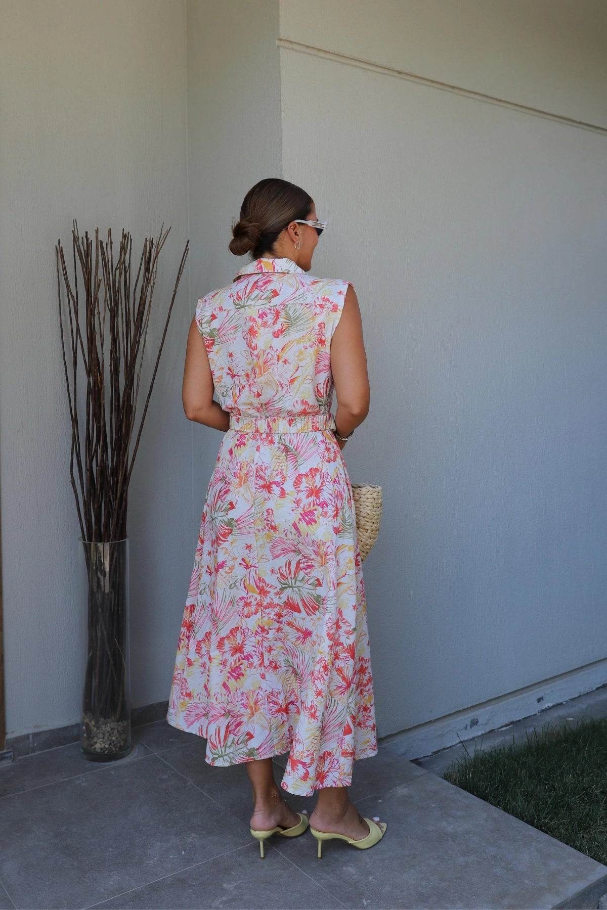 فستان بحزام مورد - KP2196