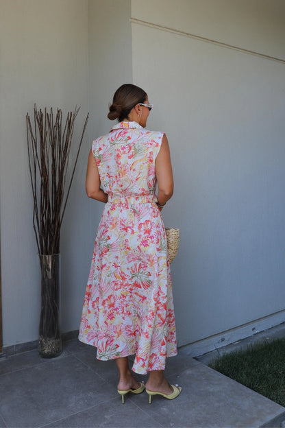 فستان بحزام مورد - KP2196