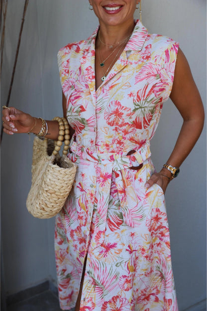 فستان بحزام مورد - KP2196