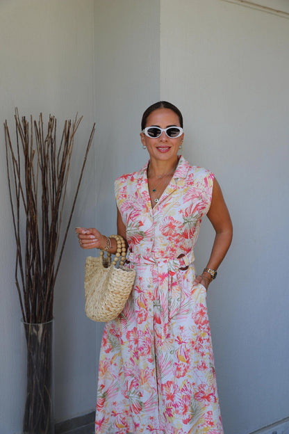 فستان بحزام مورد - KP2196