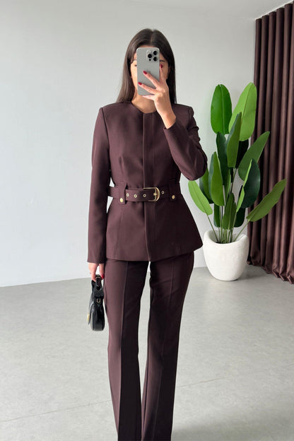 طقم رسمي بني - KP1196