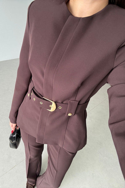 طقم رسمي بني - KP1196