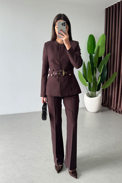 طقم رسمي بني - KP1196