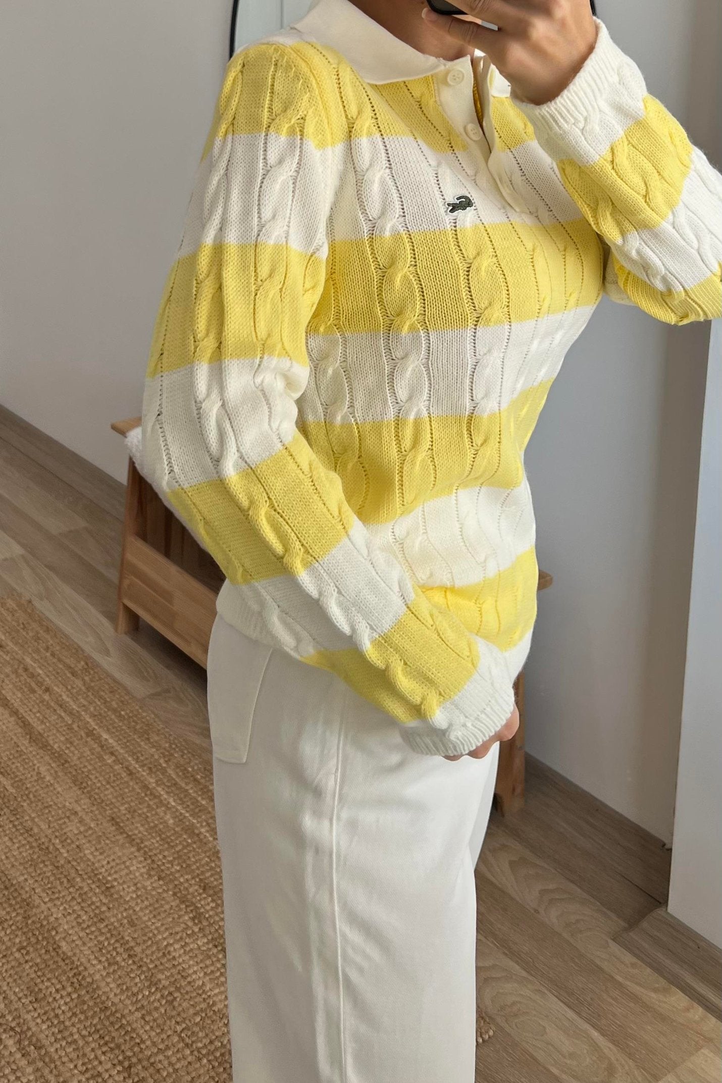 بلوزة اصفر مخططة لاكوست - KP4332