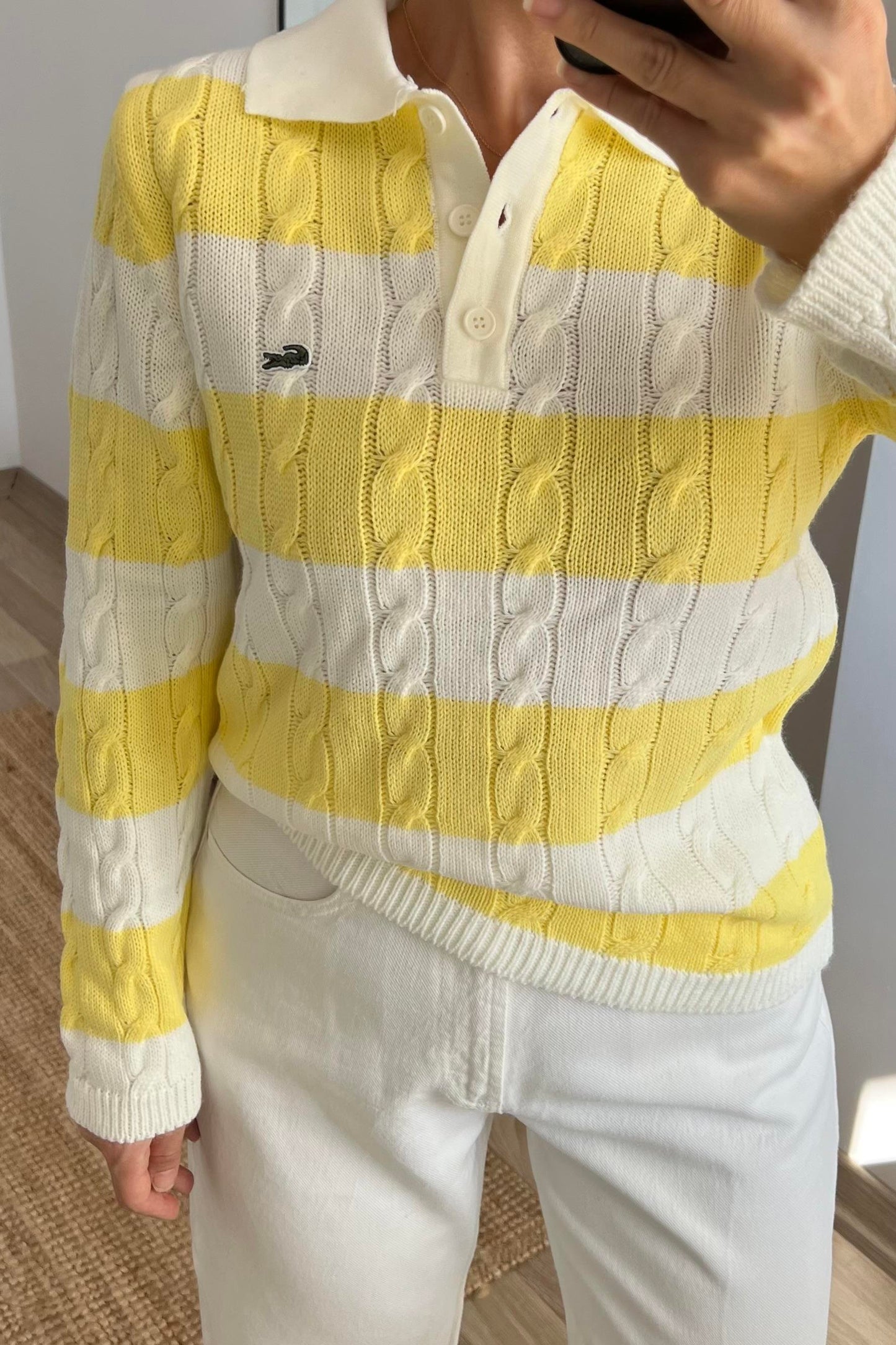 بلوزة اصفر مخططة لاكوست - KP4332