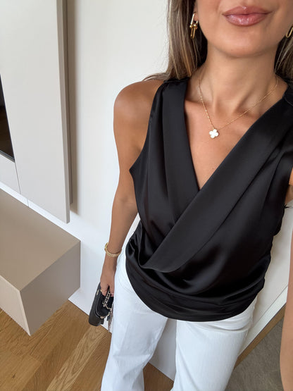 بلوزة ستان اسود - KP4239