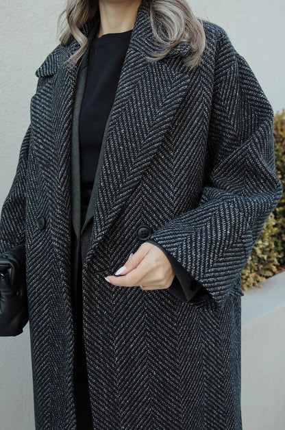 جكيت رمادي مخطط - KP7110