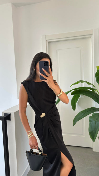 فستان ميدي اسود - KP2203