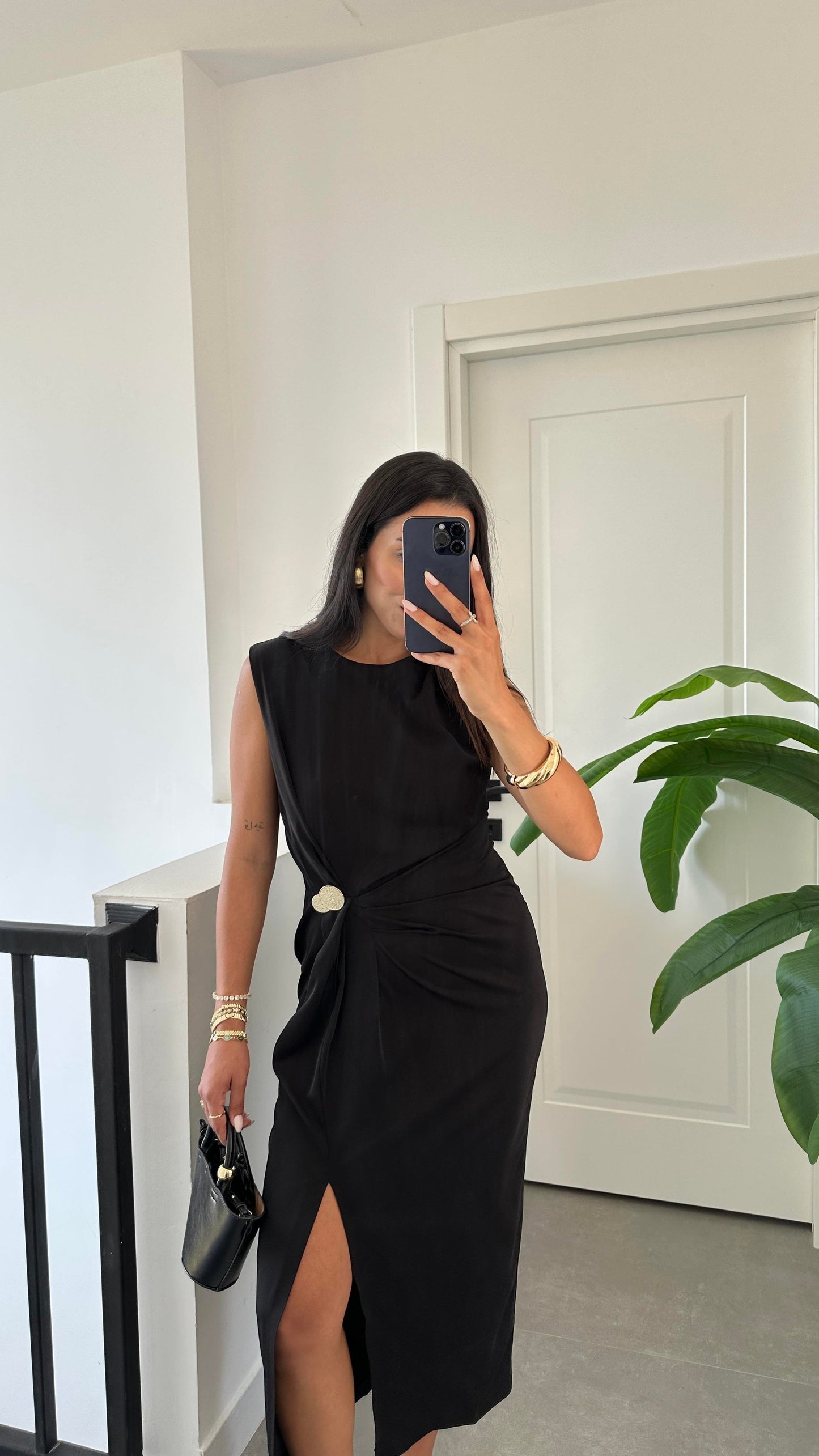 فستان ميدي اسود - KP2203