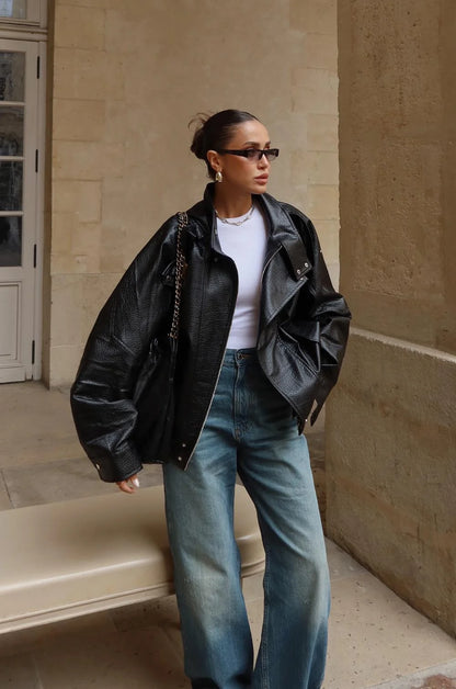 جكيت جلد اسود - KP7111