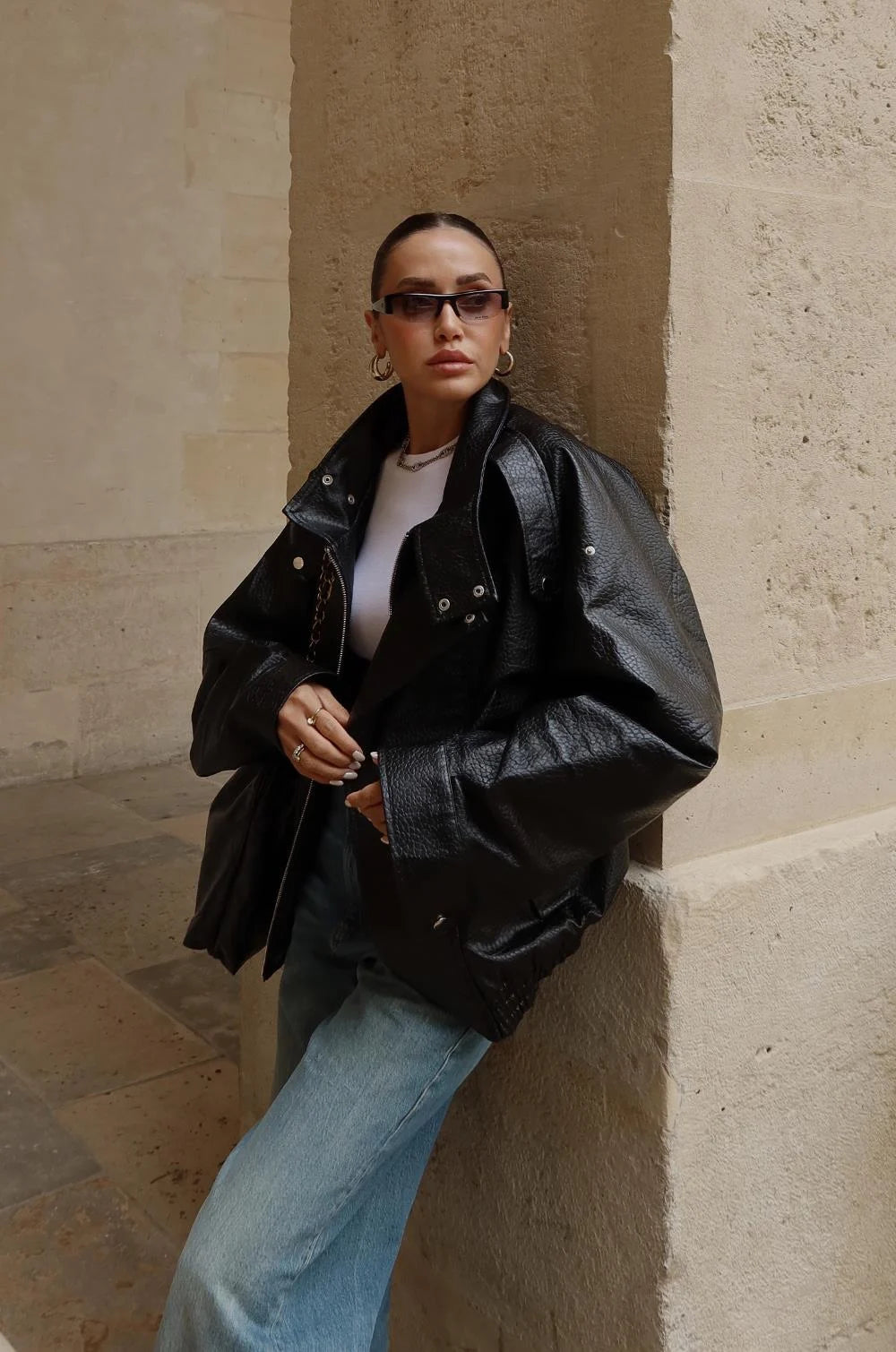 جكيت جلد اسود - KP7111