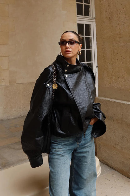 جكيت جلد اسود - KP7111