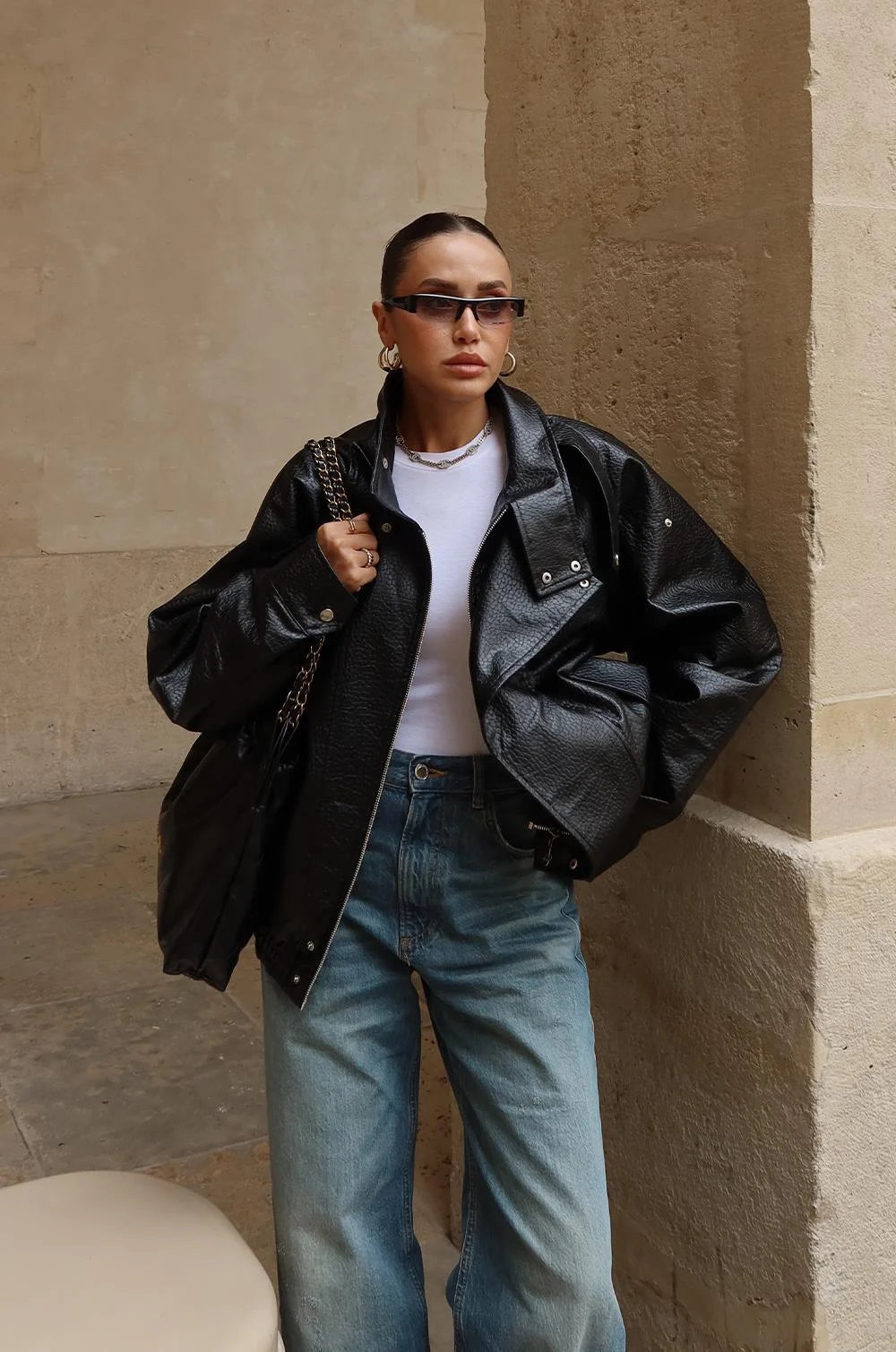 جكيت جلد اسود - KP7111