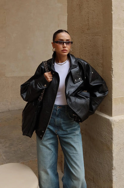 جكيت جلد اسود - KP7111