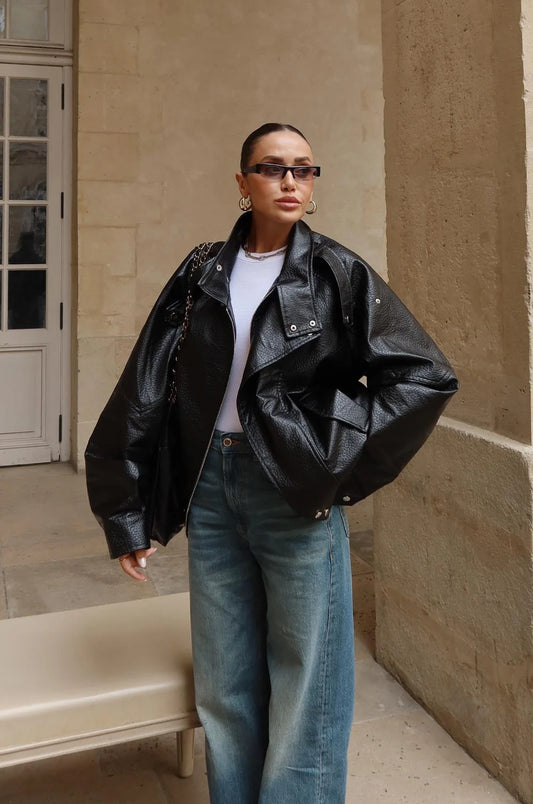 جكيت جلد اسود - KP7111