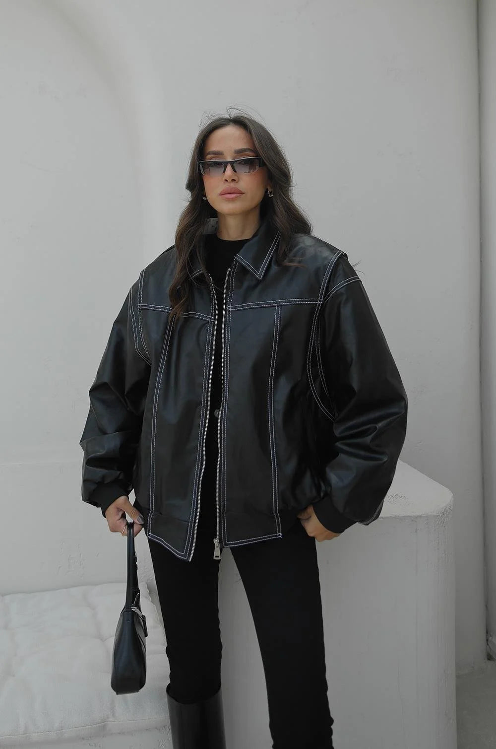 جكيت جلد اسود - KP7091