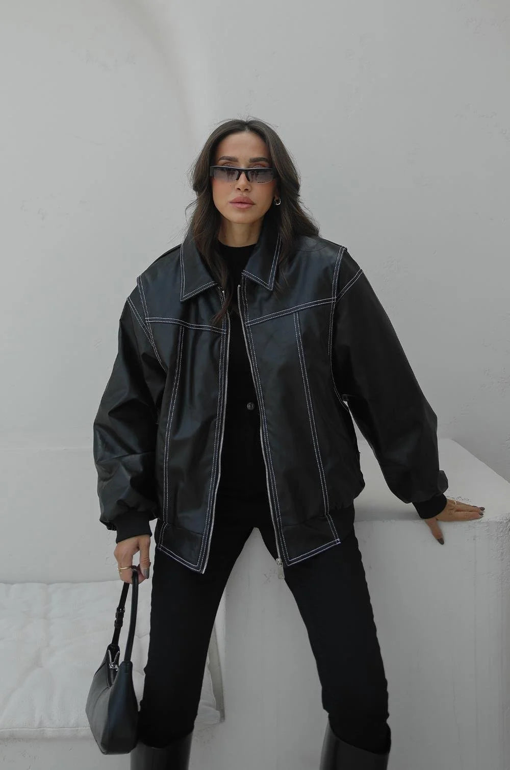 جكيت جلد اسود - KP7091