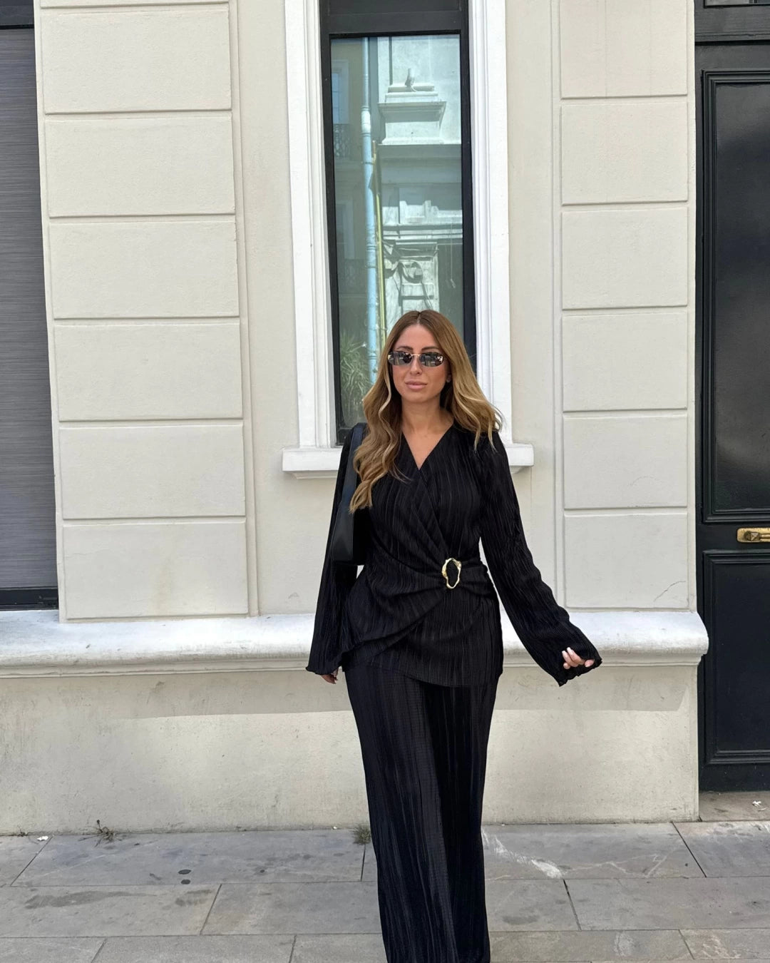 طقم بلوزة مع بنطلون اسود - KP1379