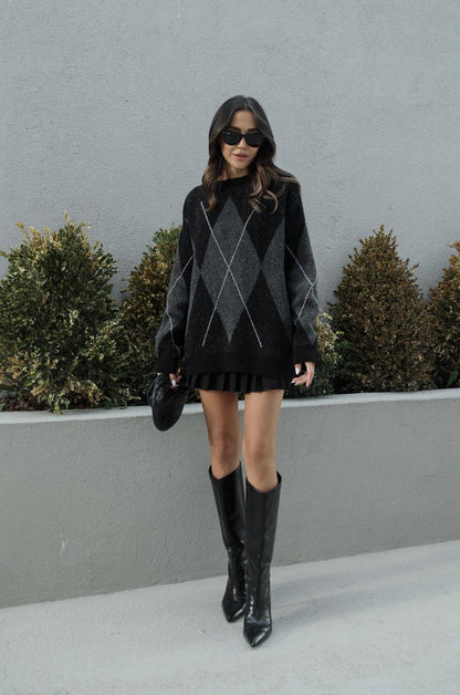 بلوزة اسود ورمادي - KP4039