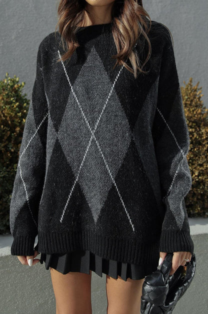 بلوزة اسود ورمادي - KP4039