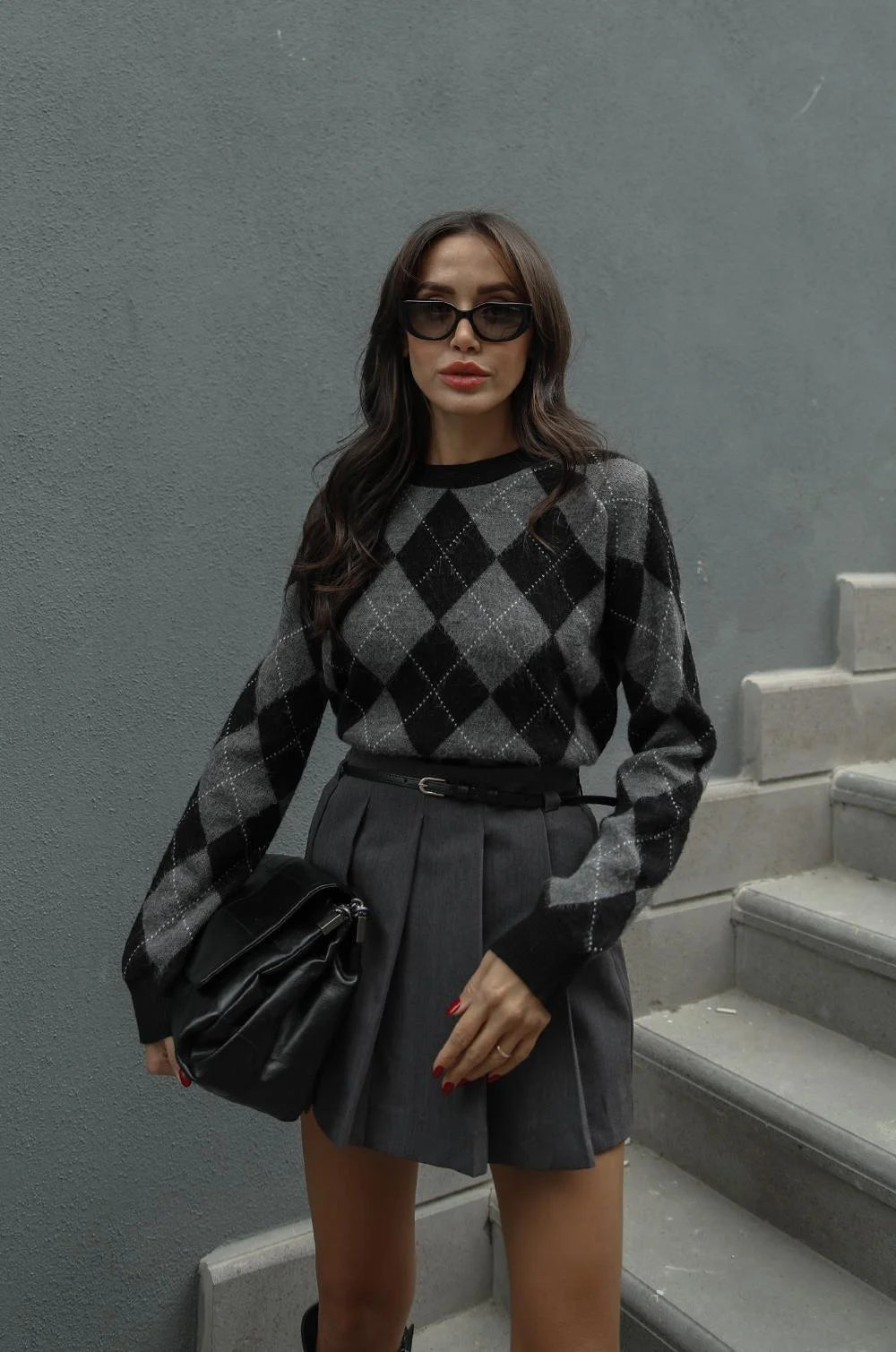 بلوزة اسود ورمادي - KP4127