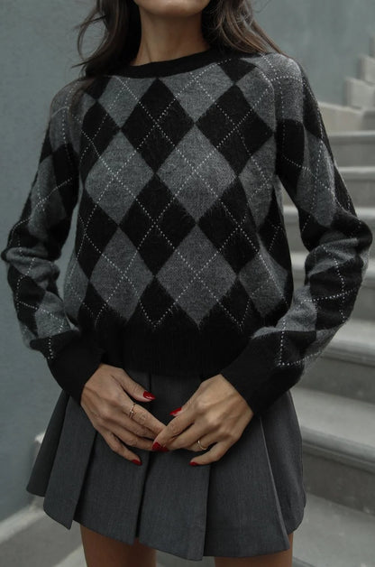 بلوزة اسود ورمادي - KP4127