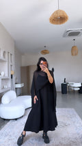 طقم فستان وبلوزة شيفون اسود - KP1617