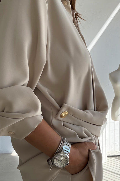 طقم قميص مع بنطلون بيج Zara - KP1392