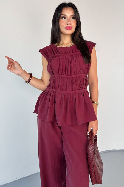 طقم صيفي خمري - KP1283