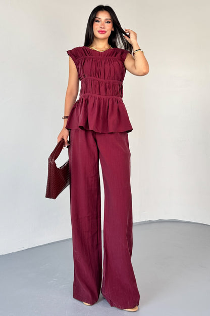 طقم صيفي خمري - KP1283