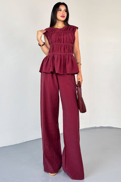 طقم صيفي خمري - KP1283