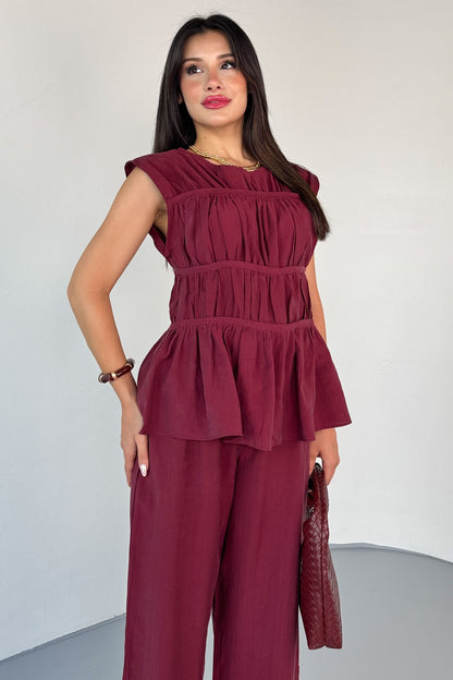 طقم صيفي خمري - KP1283