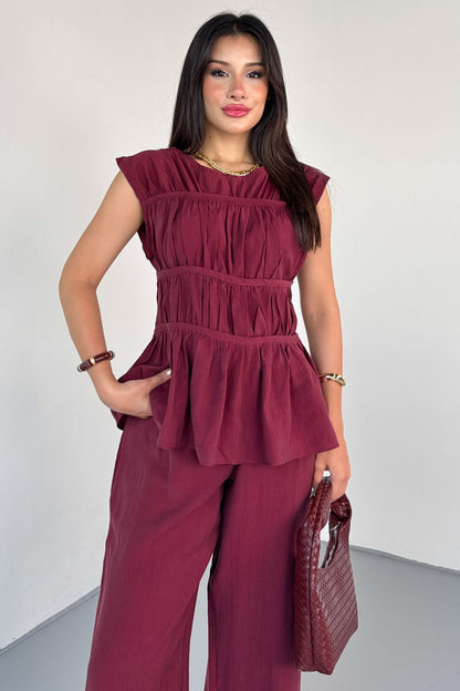 طقم صيفي خمري - KP1283