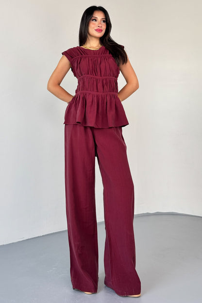 طقم صيفي خمري - KP1283