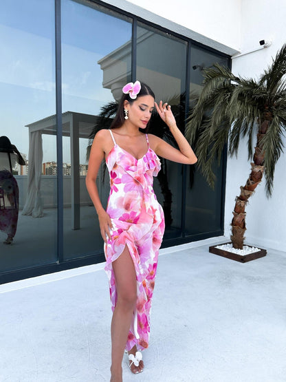 فستان شيفون مورد - KP2046