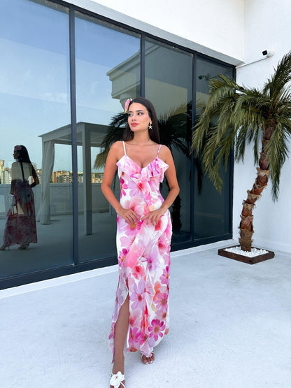 فستان شيفون مورد - KP2046