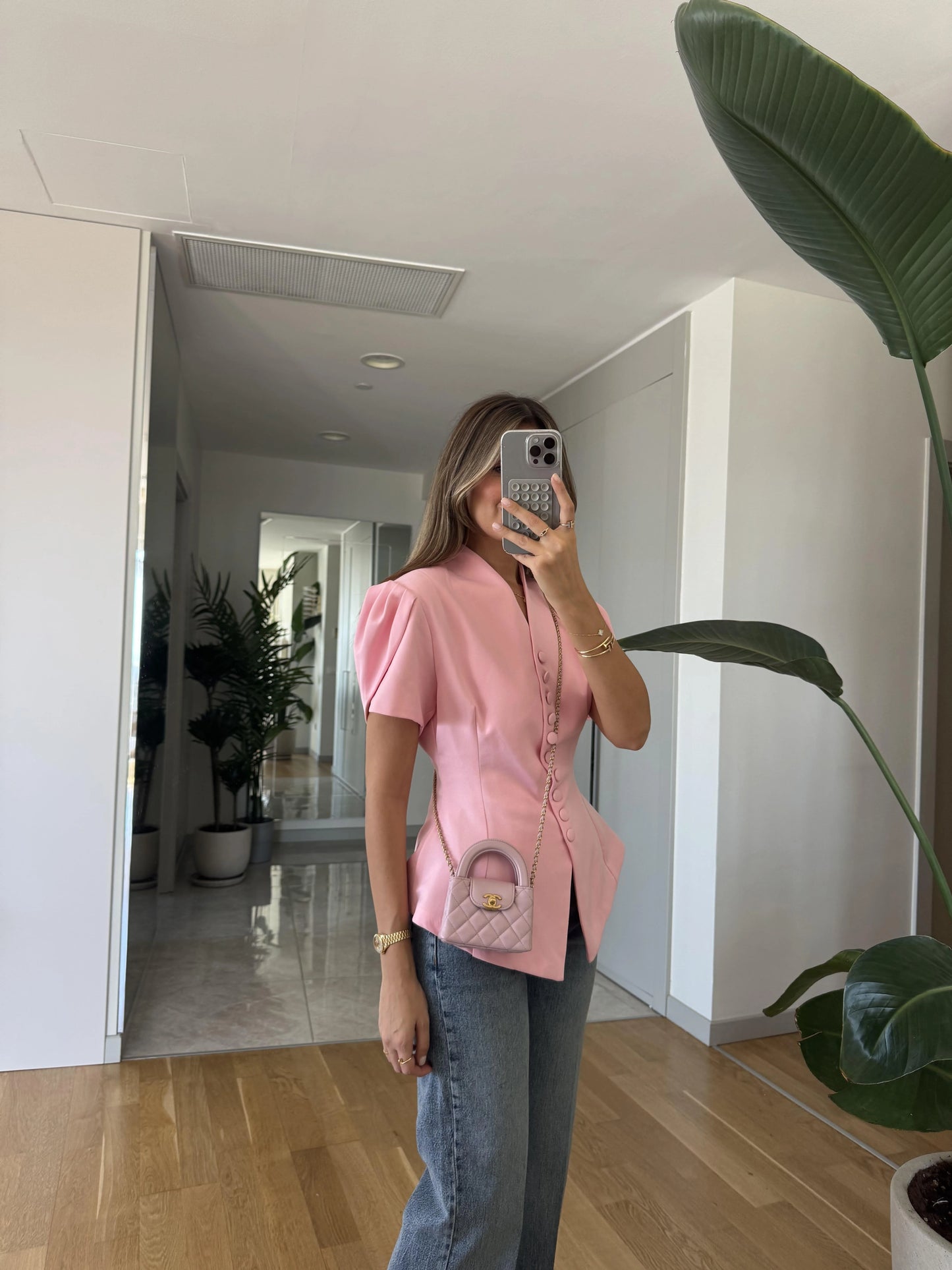 بلوزة بأزرار زهري - KP4220