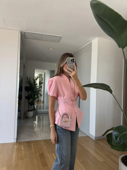 بلوزة بأزرار زهري - KP4220