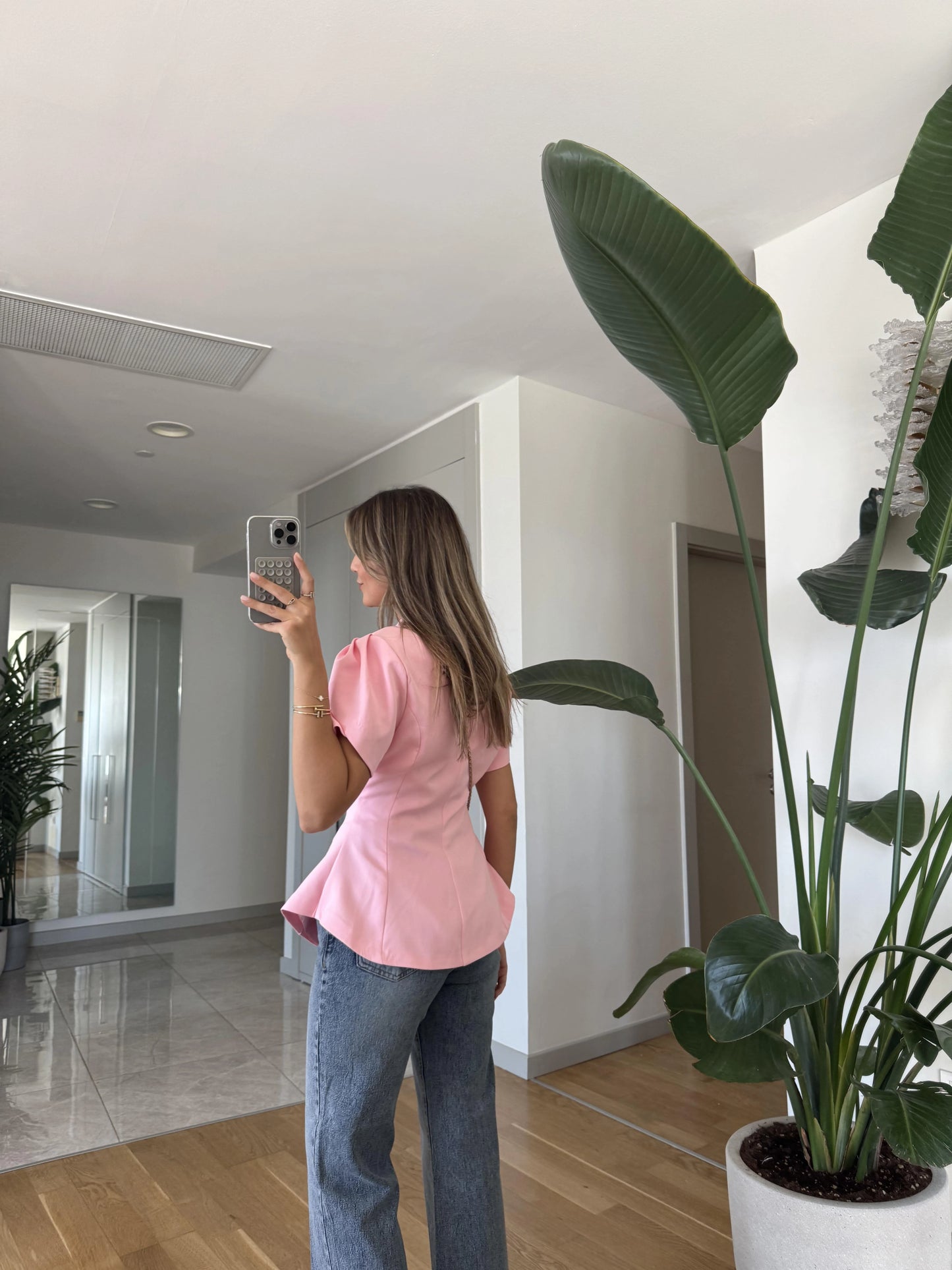 بلوزة بأزرار زهري - KP4220