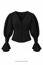 قميص بأكمام عريضة اسود - KP4673
