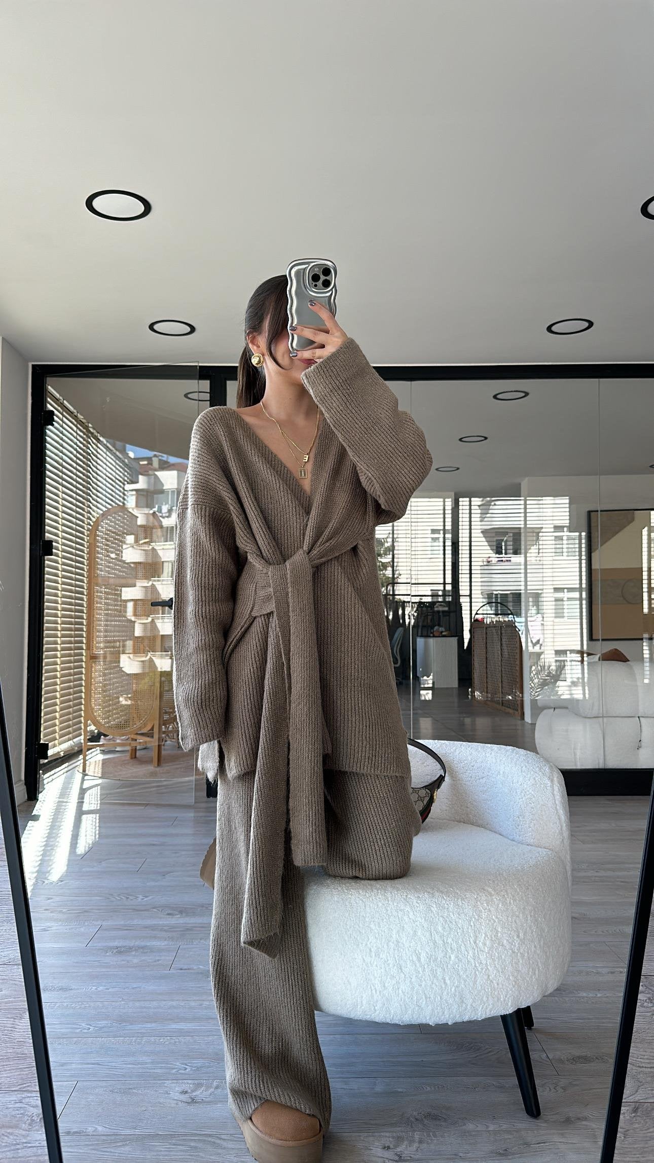 طقم ربط بني فاتح - KP1143