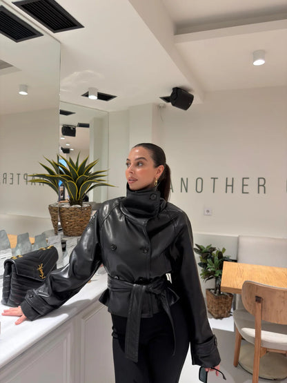 جكيت جلد اسود - KP7103