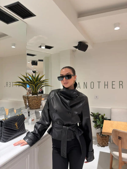 جكيت جلد اسود - KP7103