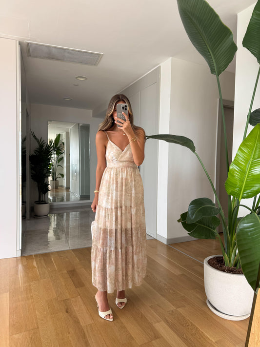 فستان شيفون بيج - KP2162